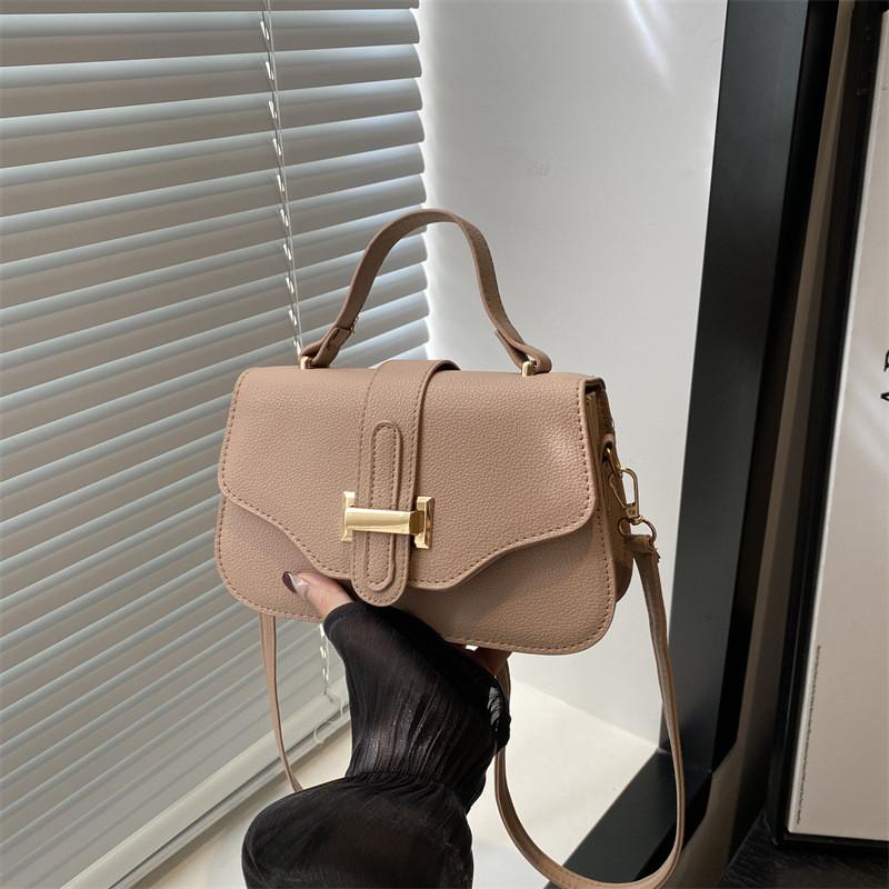 Vintage Chic Stylish Pu Small Square Tote Bag For Casual Everyday Use In Khaki Color