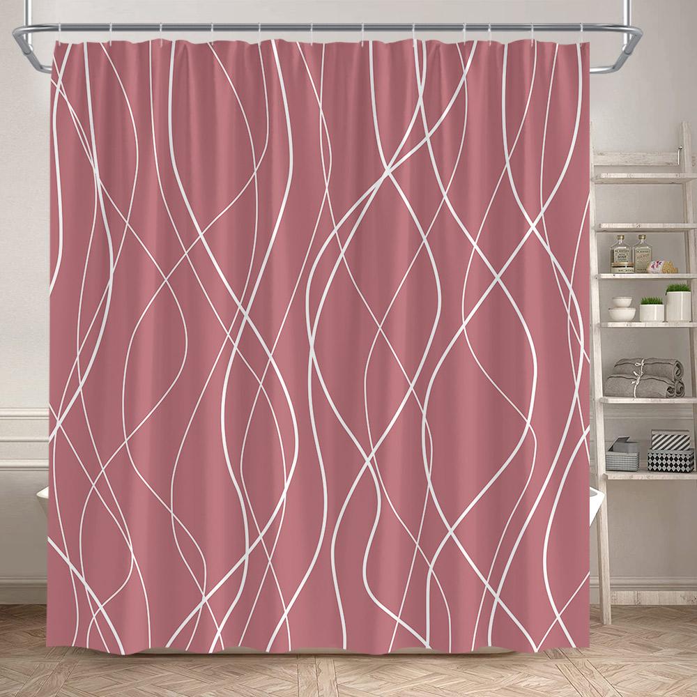Black Striped Shower Curtains Modern Minimalism Lines Art Polyester Fabric Bathroom Bathtub Decor Bath Curtain Set With Hooks