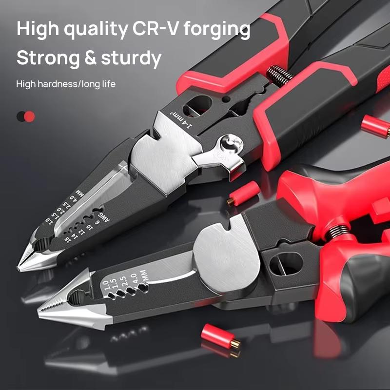 9-in-1 Multi-Functional Wire Stripper Scissors Electricity Wire Stripper Pliers Cutting Cable With Electrical Measuring Pliers
