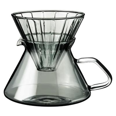 Dripper i Serwer Szklany &NE, Nikii Cafe, Szary, 17 cm Szerokości x 13,5 cm Głębokości x 14,5 cm Wysokości, Pojemność 250 ml, Szkło Żaroodporne, Filtr Papierowy, Kuchenka Mikrofalowa
