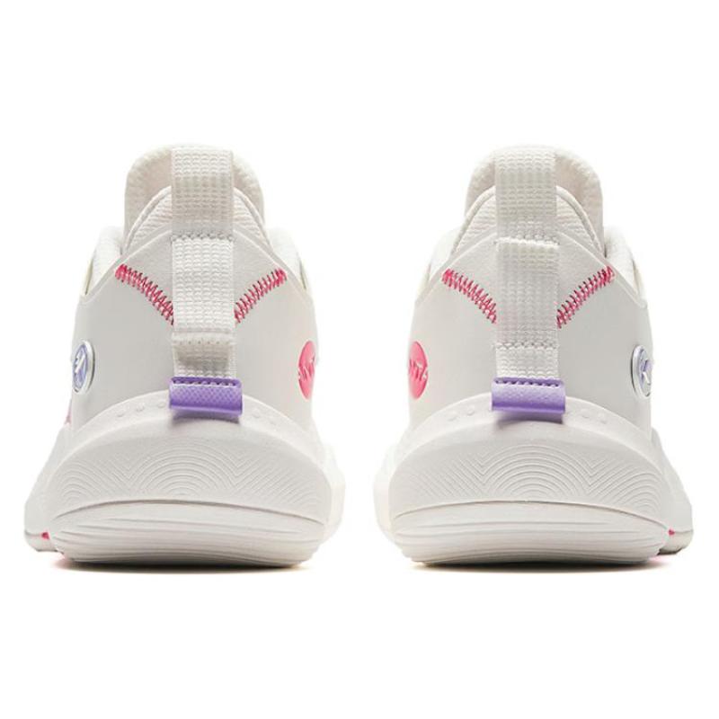 Anta Cushioned Slip-Resistant Low-Top Basketball Shoes Men's White Pink Sneakers 112421607-1