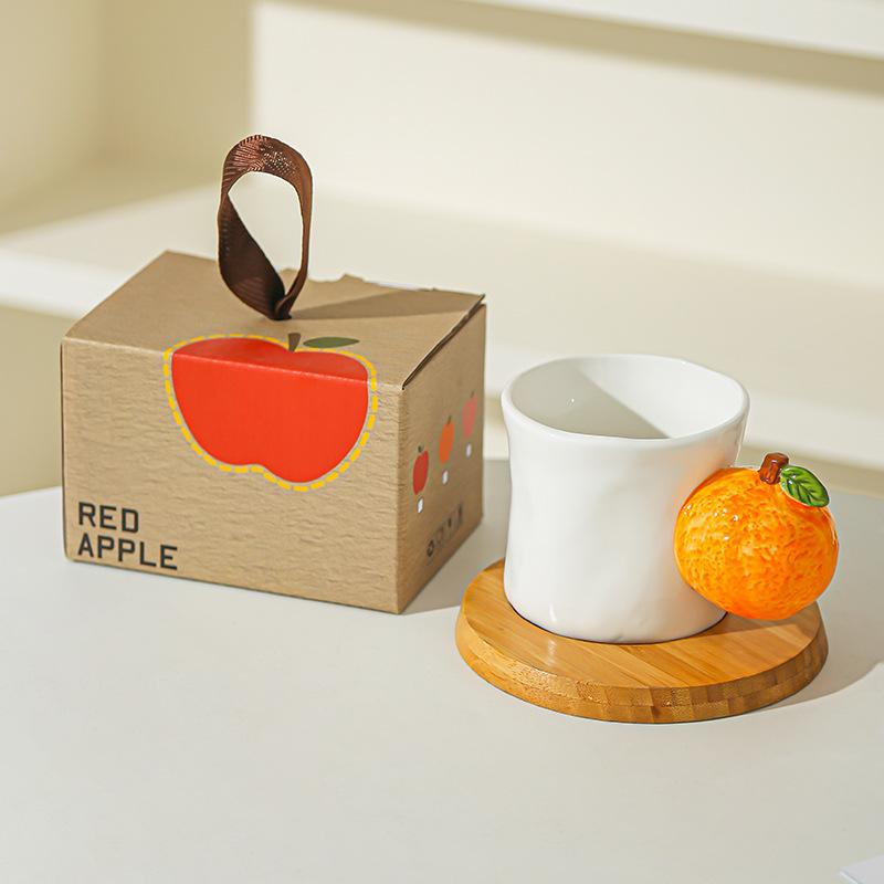 

Креативная кружка-чашка для фруктов, кофейная чашка, подарок на открытие, керамическая чашка, милое яблоко, персик, домашняя чашка для воды 301-400ml