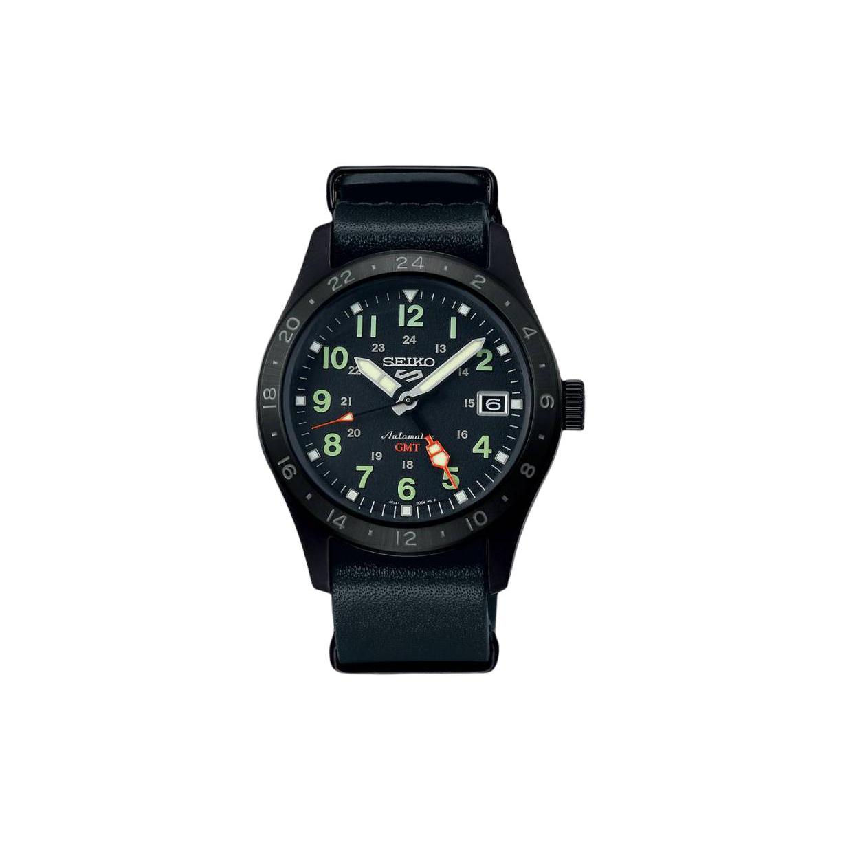 SEIKO 100m Water Resistant Automatic Mechanical Movement Genuine Leather Strap Watch 39.4mm Unisex ssk025 Black Dial