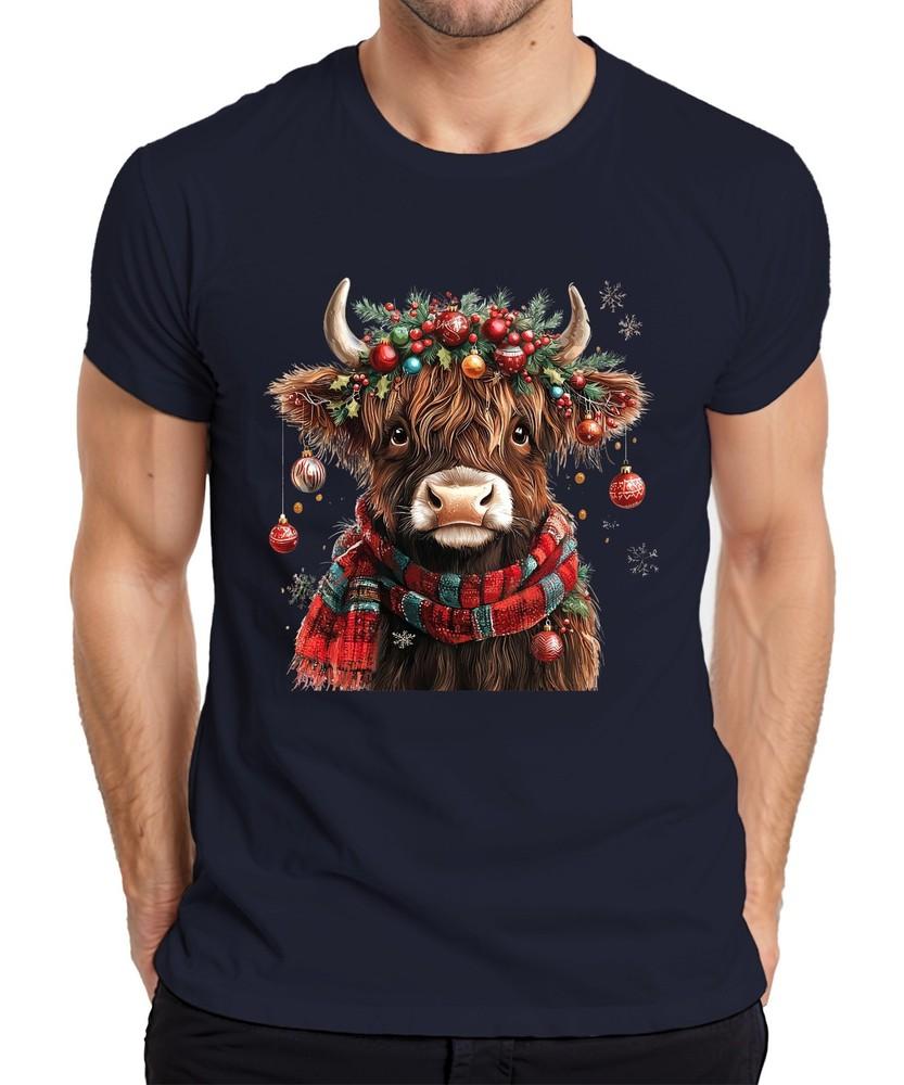 Scottish Highland Cow Christmas Festive Farm Gift Unisexs Tshirt S