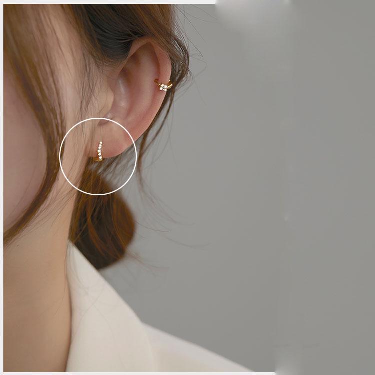 18k Silver Ear Cuffs & Cartilage Studs: Korean Style Women's Earrings