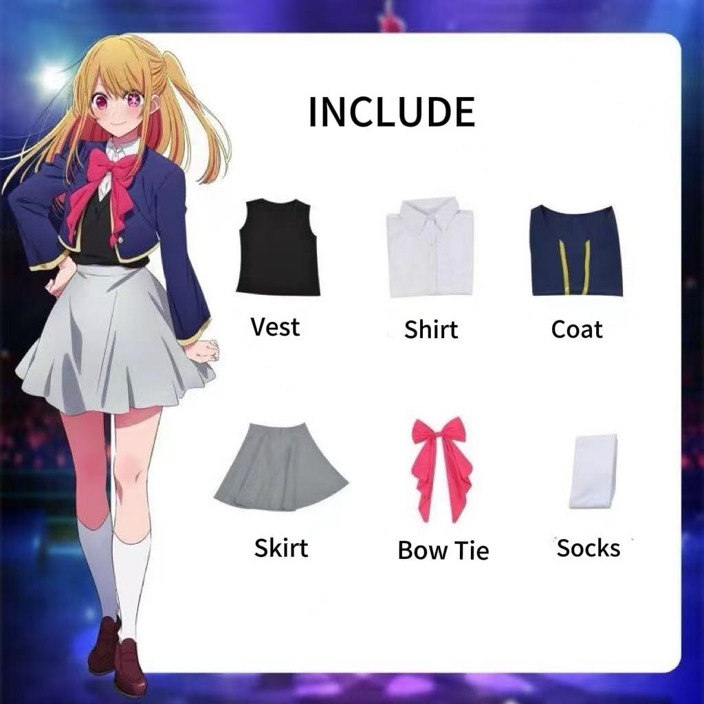 

Hoshino Rubii Косплей Аниме Oshi no Ko Костюм Пальто Юбка JK Униформа Платье Хэллоуин Карнавальная Одежда Для Вечеринок Женская S