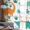 Dinosaurier Tropische Blätter Blumen Tüll Vorhänge für Wohnzimmer Durchsichtiger Vorhang Schlafzimmer Schleier Organza Dekorative Fensterdekorationen