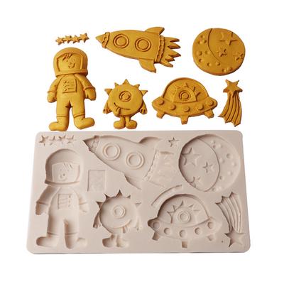 Stampo in Silicone per Fondente Cioccolato Navetta Spaziale Astronauta Disco Volante Meteora Decorazione Torta