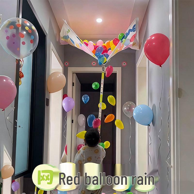 Waterfall Balloon Rain Birthday Decoration for Kids - Photo Backdrop & Surprise Party Hanging Cloth