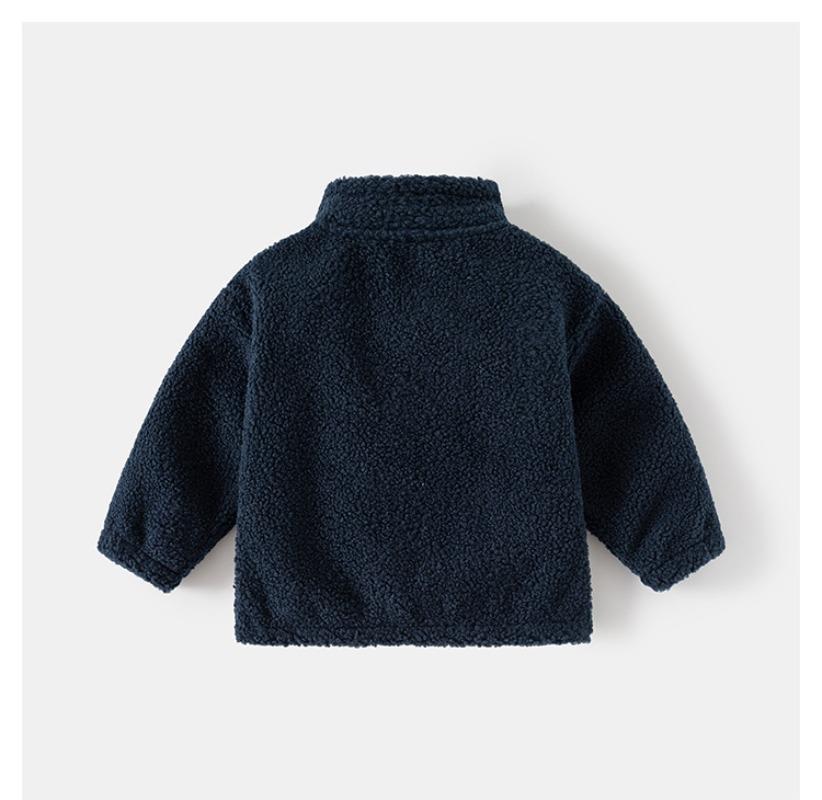 Children's Jacket 2024 Autumn New Granular Fleece Stand-up Collar Solid Color Baby Thickened Children's Zipper Shirt
