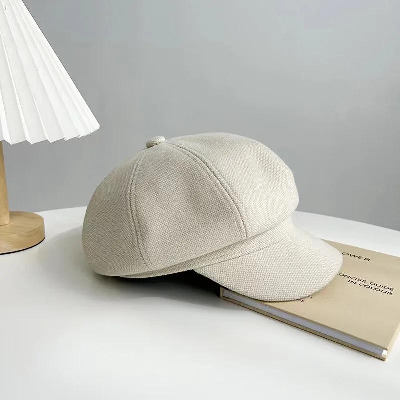 Retro Octagonal Beret Cloud Shaped Women Spring Autumn and Winter Beret Hat Fashion Versatile British College Style Painter Hat