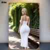 Metal Wall Art Poster, Female Silhouette White Dress, Living Room Home Decor