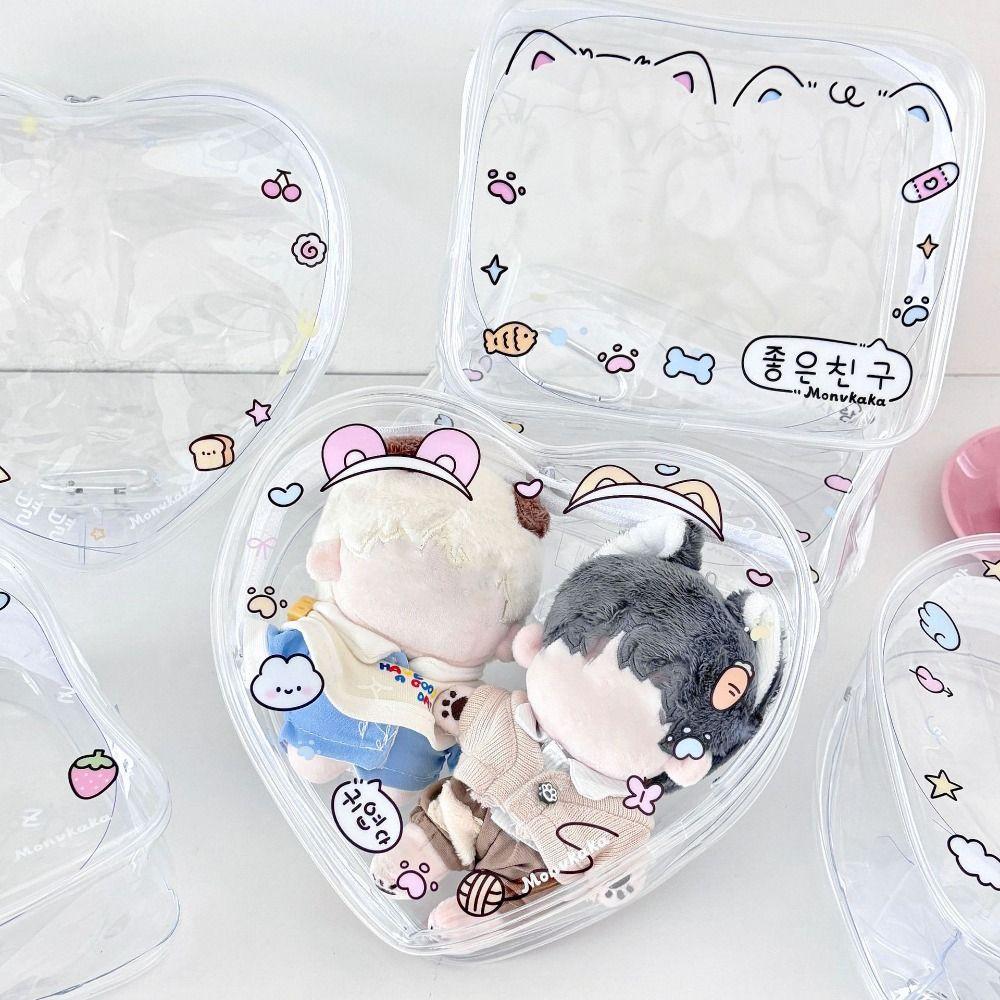 Cute Transparent Data Cable Storage Bag PVC MIni Dolls Storage Pouch Gift Colorful Dolls Outdoor Bag for 15cm Dolls