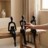 3Pcs 3D Printed Thinking Figurine Edge Sitter Decor Long Leg Figure Art Ornament  Gift Idea