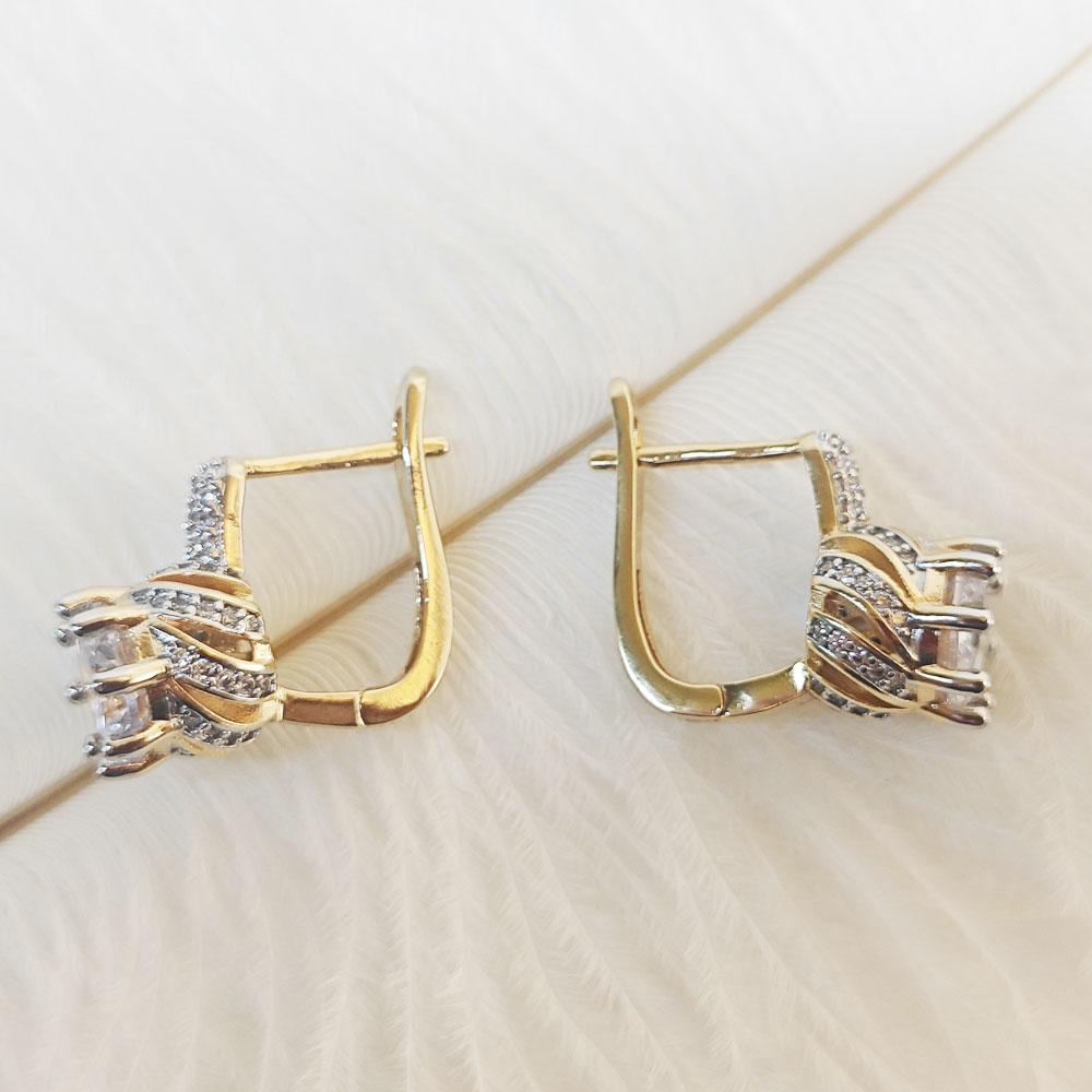 Kleine weiße Zirkon Stein Clip Ohrringe für Frauen Charme Gold Farbe Luxus Hochzeit Schmuck