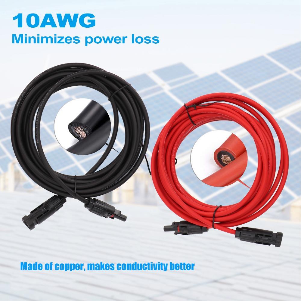1 Pair Black&Red Solar Adapter Extension Cable 4mm² Solar Extension Cable  Mounted Solar Plug