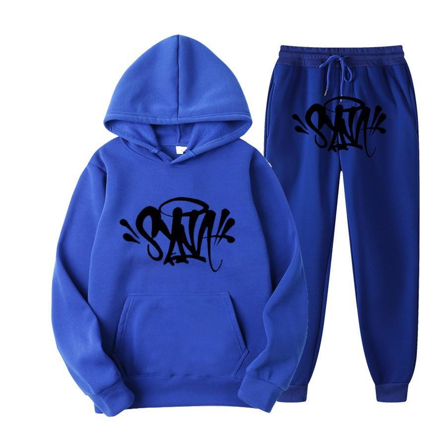SynaWord High Street Fashion Trendy Brand Suit Men's Ins Trend Hip Hop Hoodie Syna Print Sweater Suit
