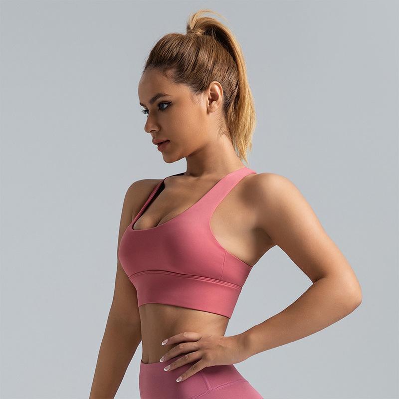 Women's High-Elastic Shockproof Yoga Sports Bra with Removable Pads