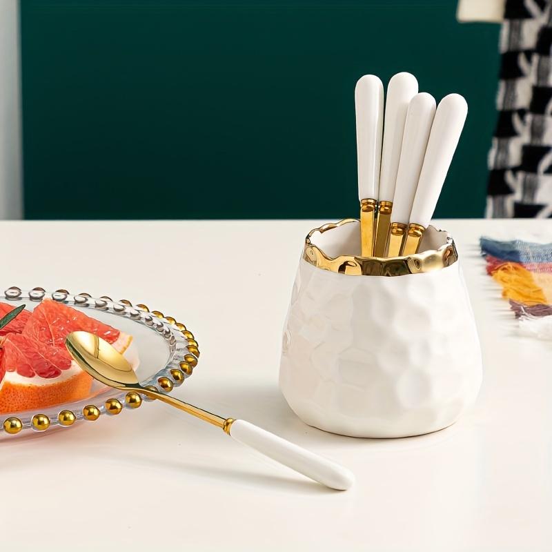 1pc Simple Ceramic Storage Jar, Ceramic Embossed Tableware Storage Jar, Simple Light Luxury Kitchenware Storage Jar, Home Kitchen Storage