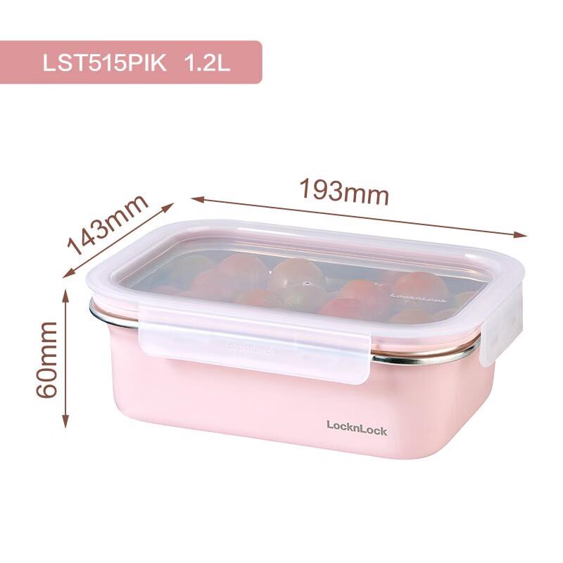 LocknLock 1.2L Pink Stainless Steel Food Container