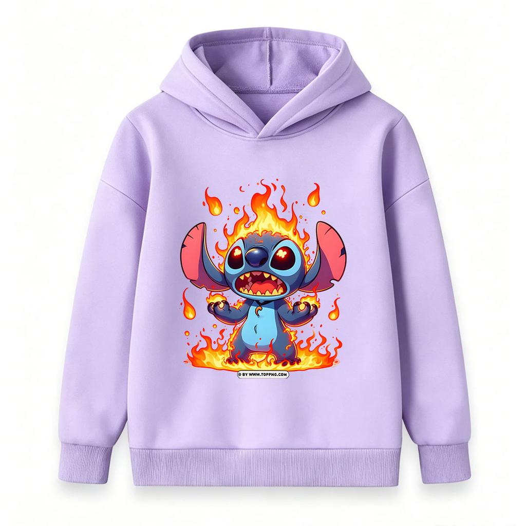 Kids Boys Girls Hoodie Angry Fire Stitch Graphic Print Pullover Hooded Sweatshirt Casual Long Sleeve Loose Fit Top For Teenagers Children Streetwear