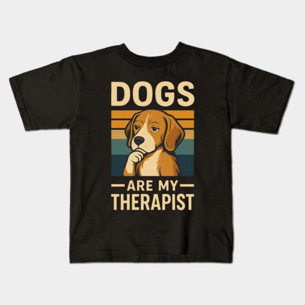Boys Girls Soft Cotton Graphic Tees Dogs Are My Therapist Funny Beagle Retro Breathable Daily School Wear Kids T-Shirts