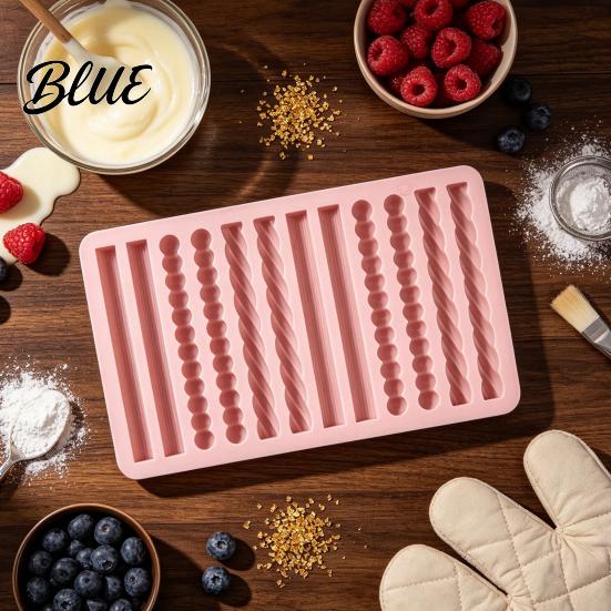 Homemade Cookie Baking Pan Silicone Chocolate Rod Mold 12 Cavity Non-stick Tray Heat Resistant Professional Pastry Equipment Flexible Strip Mold for