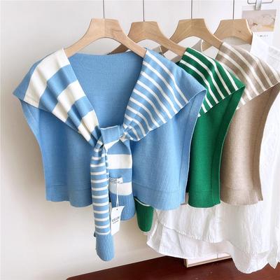 Sciarletta a Maglia a Righe per Donna - Moda Primavera/Autunno e Copertura Leggera per Collo e Spalle