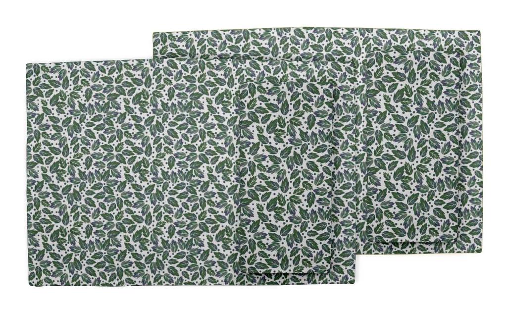 S4Sassy Blue Rose Leaves Printed Dining Room Reversible Tablemats With Napkins