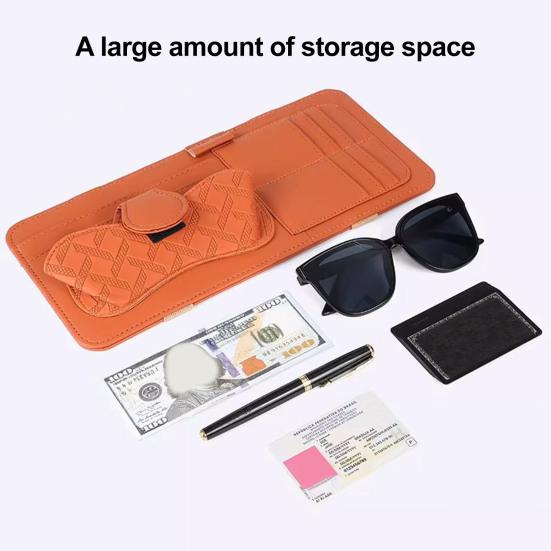 Leather Car Sun Visor Organizer Multi-Pocket Universal Car Accessory Wear-Resistant Car Storage Bag Safe Driving Design Quick Access for Cards