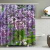 Beautiful Lavender Flowers Shower Curtain High-Quality Decorative Home Textile For Bathroom Pink Purple Floral Print Perfect Gif