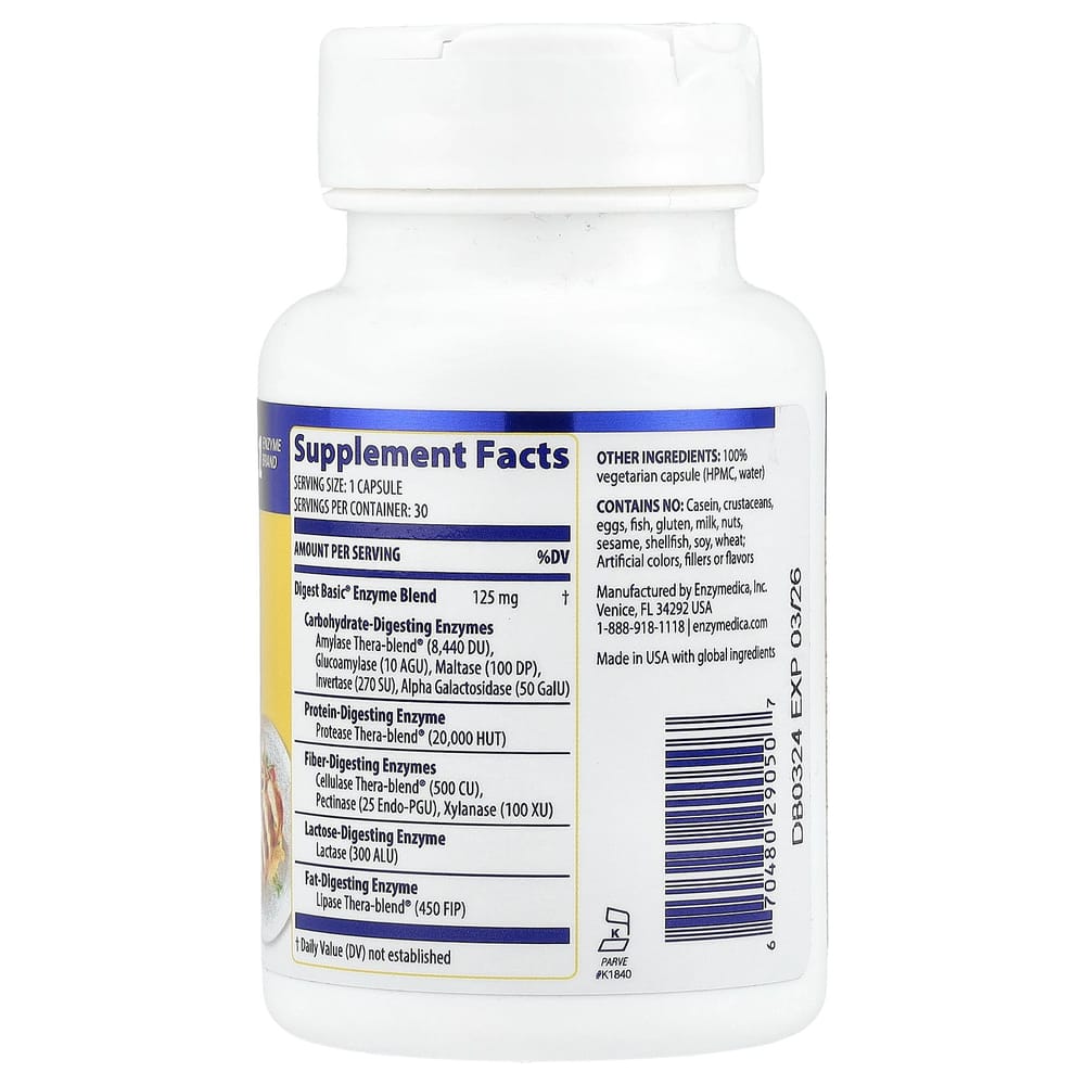 Enzymedica Digest Basic Formula Capsules, 30 Count