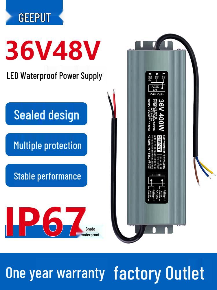IP67 Waterproof LED Power Supply: 220V to 36V/48V DC Transformer, 350W/400W Atomizer