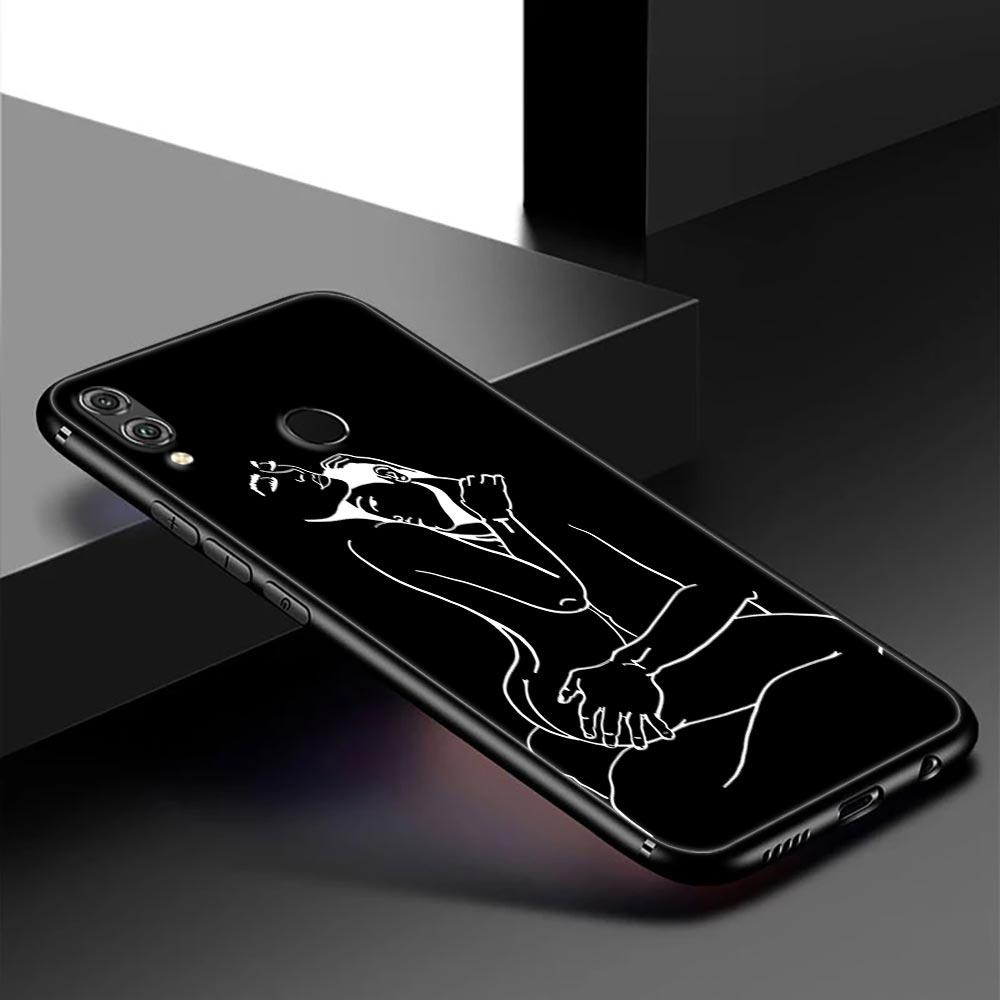 Minimalist Line Art Sexy Lover Kiss Phone Case For Honor 50 30 10 Lite 30i 20 20e 9A 9C 9X Pro 8X Nava 8i 9 Y60 Cover Soft Cases
