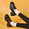 Thick-soled Women's Autumn College Style Metal Buckle Muffin and Small Leather Shoes, One Pedal Single Shoes