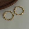 Broken gold cut gold beads big earrings retro gold hoop earrings shine niche high-end commuting versatile earrings