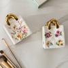 CeramicTote Bag Desktop Storage Container Pen Holder Makeup Brush Diningware Storage Box Retro Floral Handbag Home Decoration
