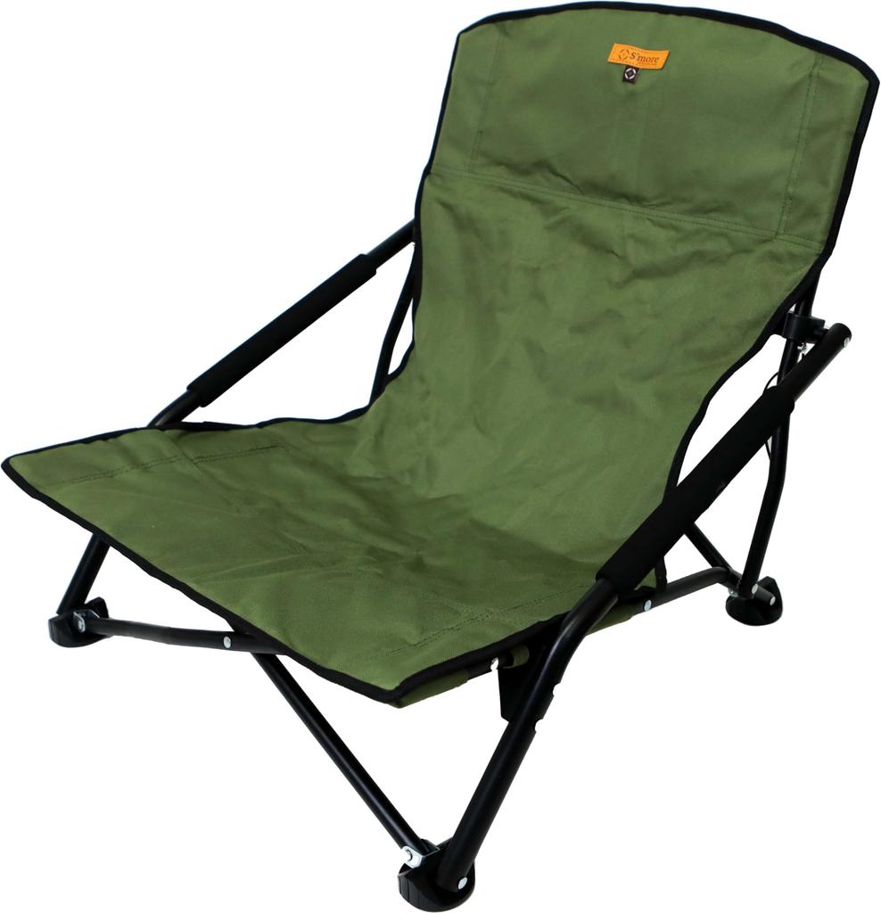 S'more IronLow Armchair, Outdoor Camping Chair, Folding Chair, Stylish Iron Low Chair with Oxford Cloth and Storage Bag (ARMY GREEN)