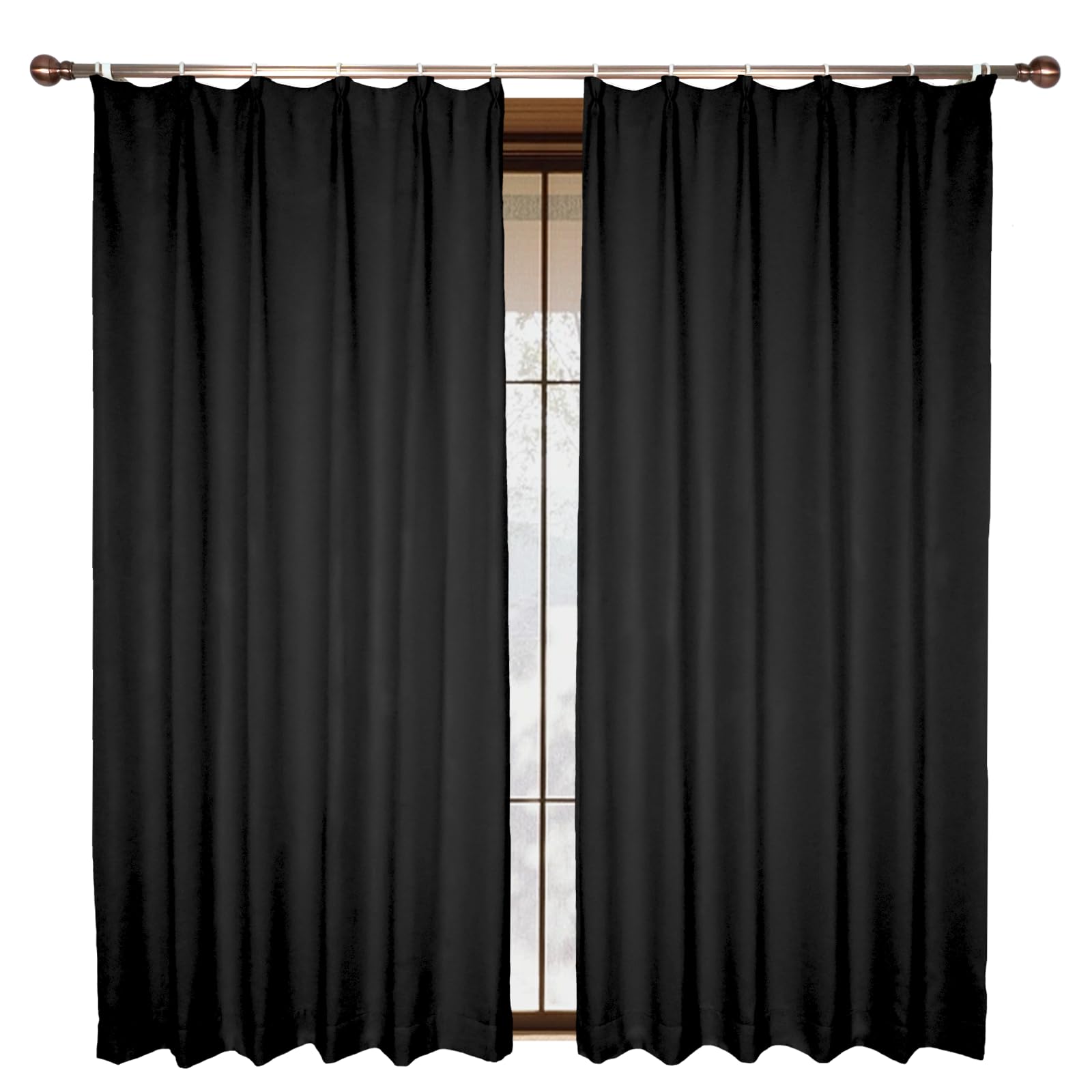 

Набор из 2 штор 1 уровня затемнения, однотонные, плотные, эффективно сохраняющие тепло и звук, модные, с эффектом памяти, энергосберегающие, для дня и ночи, для гостиной, кофейни, маленького окна чёрный