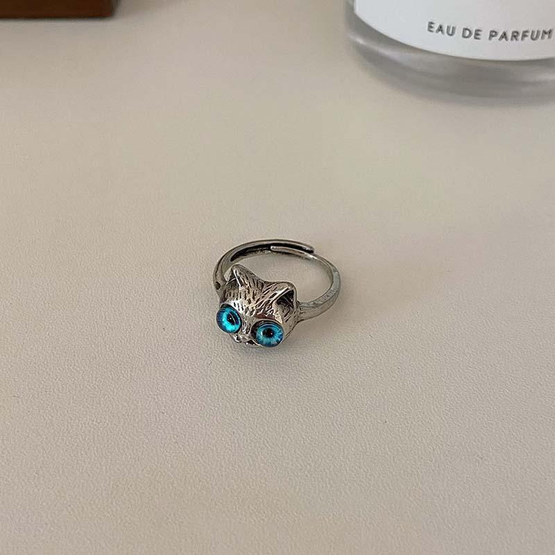 Cute Cat Ring For Women Design Adjustable Open Silver Color Snake Rings Gothic Trendy Finger Rings Jewelry Gifts