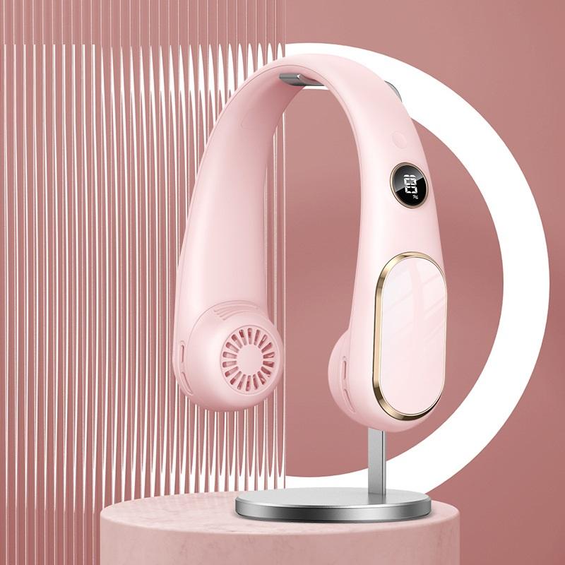 New Hanging Neck Fan USB Charging Portable Small Fan Student Office Sports Digital Display Hanging Neck Fan Portable Summer cool