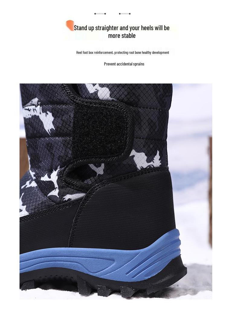 Plus Velvet Warm Children's Snow Boots - Non-Slip, Thick Cotton for Cold Weather, Long Outdoor Boots for Girls