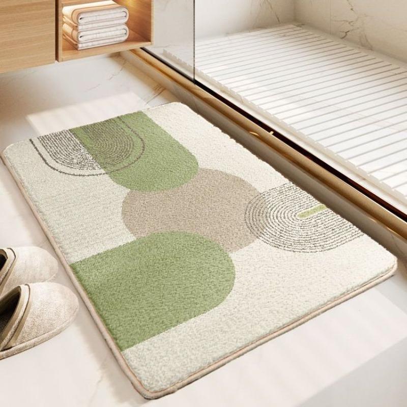 Thick Imitation Cashmere Floor Mat, Simple Water Absorbing and Anti Slip Bathroom Water Absorbing Floor Mat