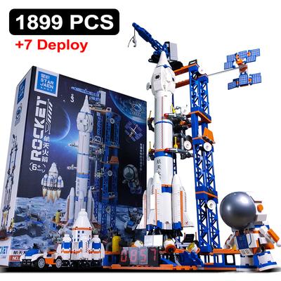 Space Aviation Manned Rocket Building Blocks With Astronaut Figure City Aerospace Model Bricks Children Toys For Kids