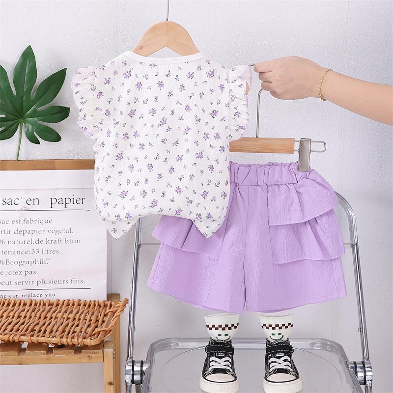 New Summer Baby Clothes Set Children Fashion Flower T-Shirt Shorts 2Pcs/Sets Kids Girls Clothing Toddler Casual Cotton Costume