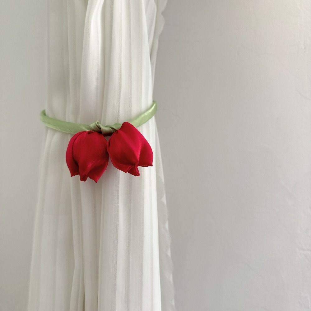 5Pcs Fashion DIY Tulip Lace-up Straps Sweet Ornaments Curtains Tie Rope Baking Decoration Curtain Tieback Decoration