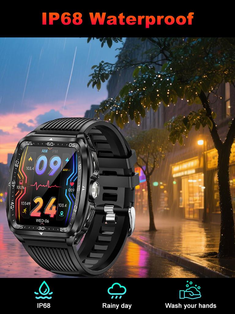 SACOSDING Men Smart Watch Military Healthy Monitor AI Voice Bluetooth Call Fitness Waterproof Sports Smartwatch for IOS Android Phone 2025