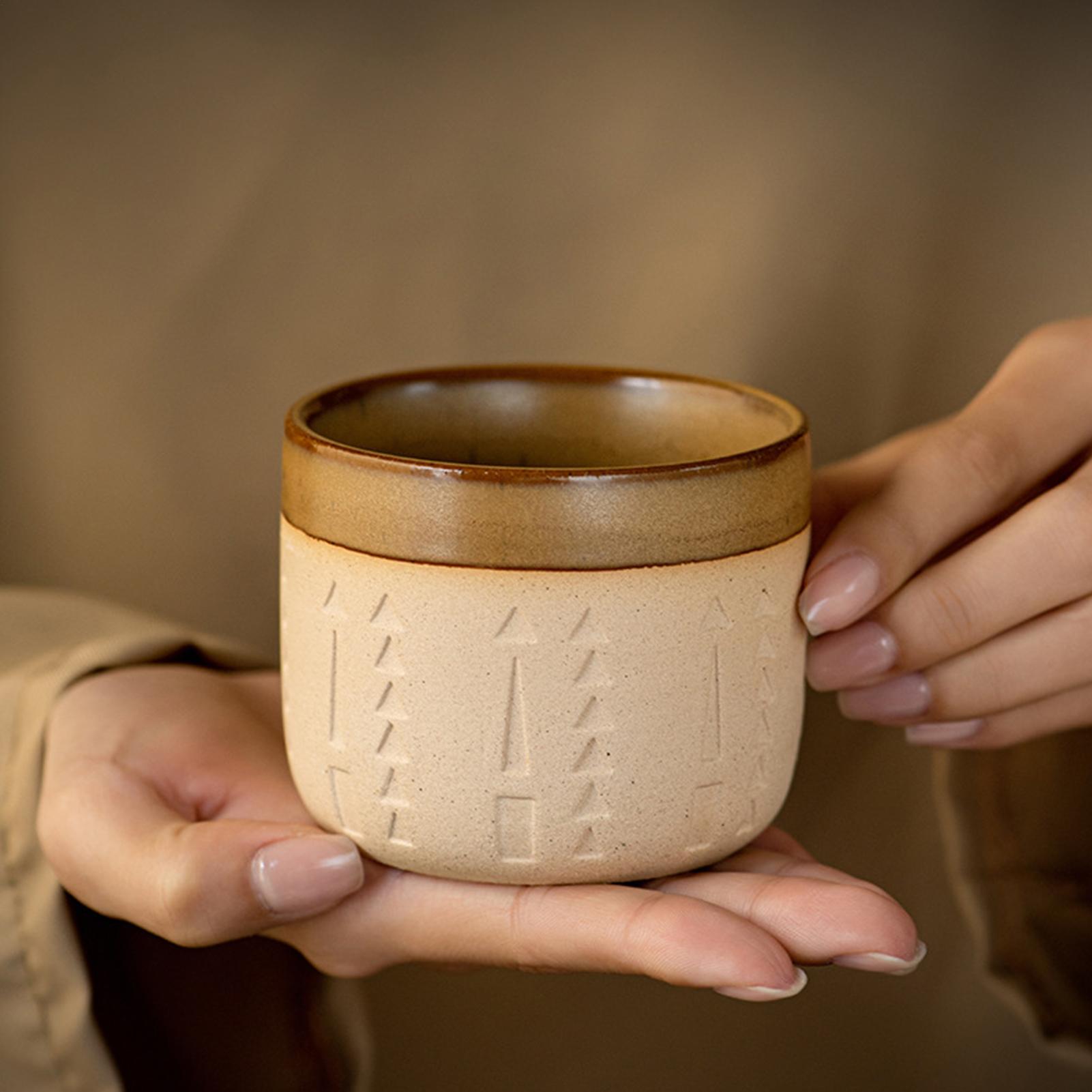 250ml Vintage Ceramic Coffee Mug Middle Eastern Arabic Architectural Relief Coarse Pottery Coffee Cup Latte Espresso Cup CN