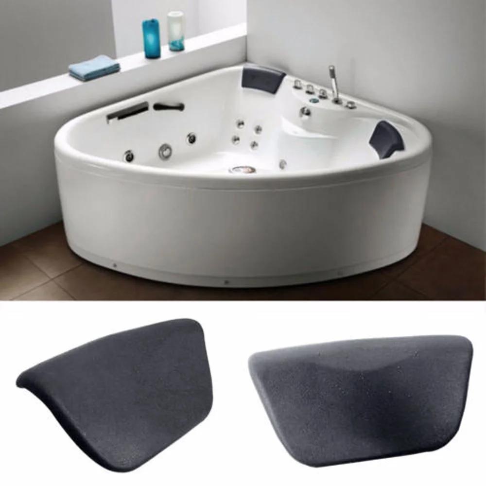 Spa Bath Pillow PU Bathtub Headrest Waterproof Non-Slip Bath Cushion BLACK Bathtub Pillow  For Relaxing Head Neck BackHot-Spa