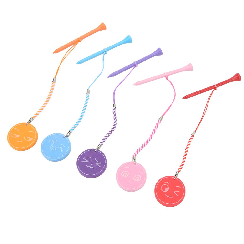 5Pcs 3 1 4 Inch Golf Wooden Tees With Anti Loss Rope Magnetic EVA Foam Multi Color Expression Pattern